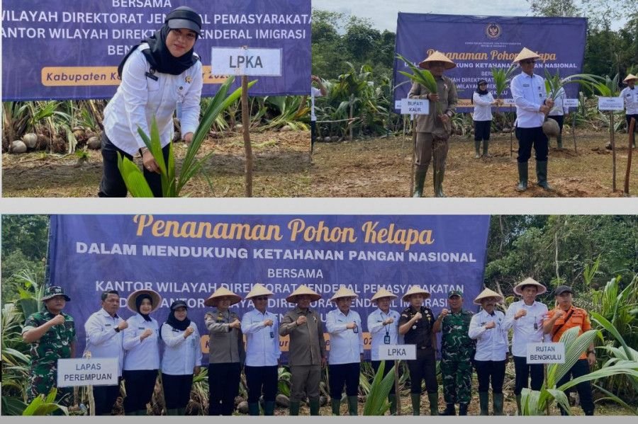 Dari Kaur Hingga Rejang Lebong, Gerakan Tanam Kelapa Kemenkumham Bengkulu Jadi Strategi Jitu Perkuat Ketahanan Pangan Daerah