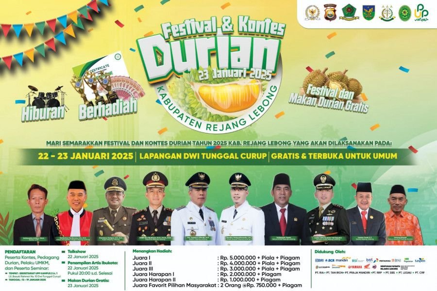 Festival dan Kontes Durian Rejang Lebong Siapkan 1.000 Durian Gratis untuk Masyarakat