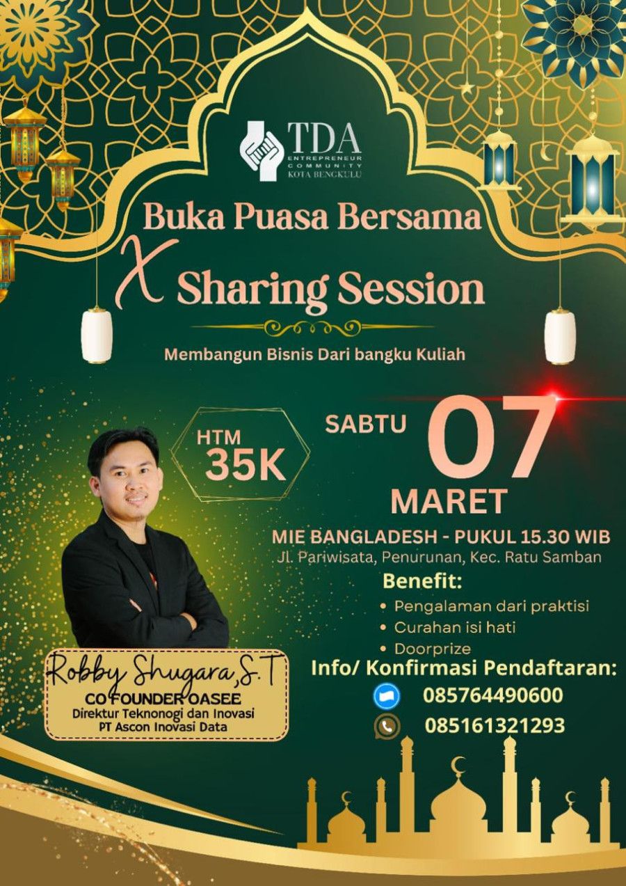 Ramadhan Produktif Bareng TDA Bengkulu: Bongkar Rahasia Bangun Bisnis dari Bangku Kuliah Bersama Founder CariBengkulu!